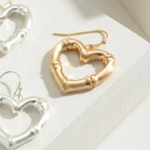 Open Heart Drop Dangle  Earrings - Picture 2 of 3